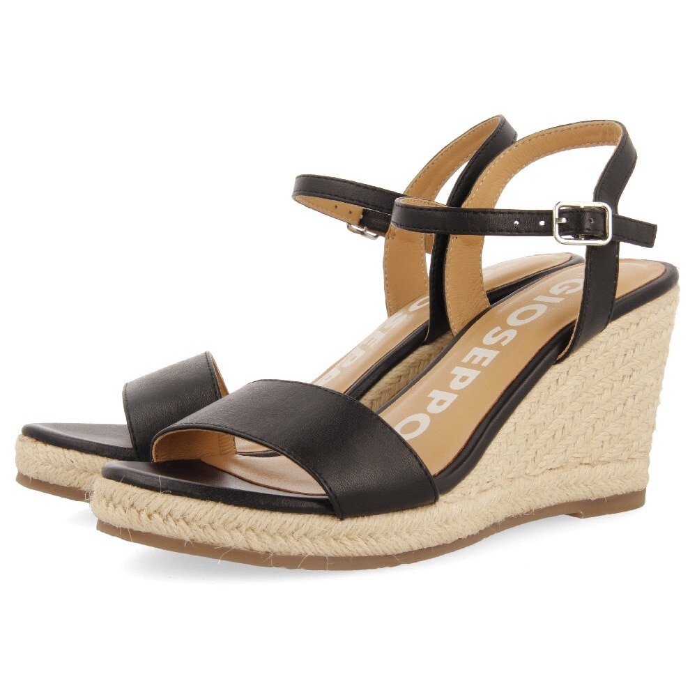 Gioseppo, Sandale-espadrile de piele, Negru, 37
