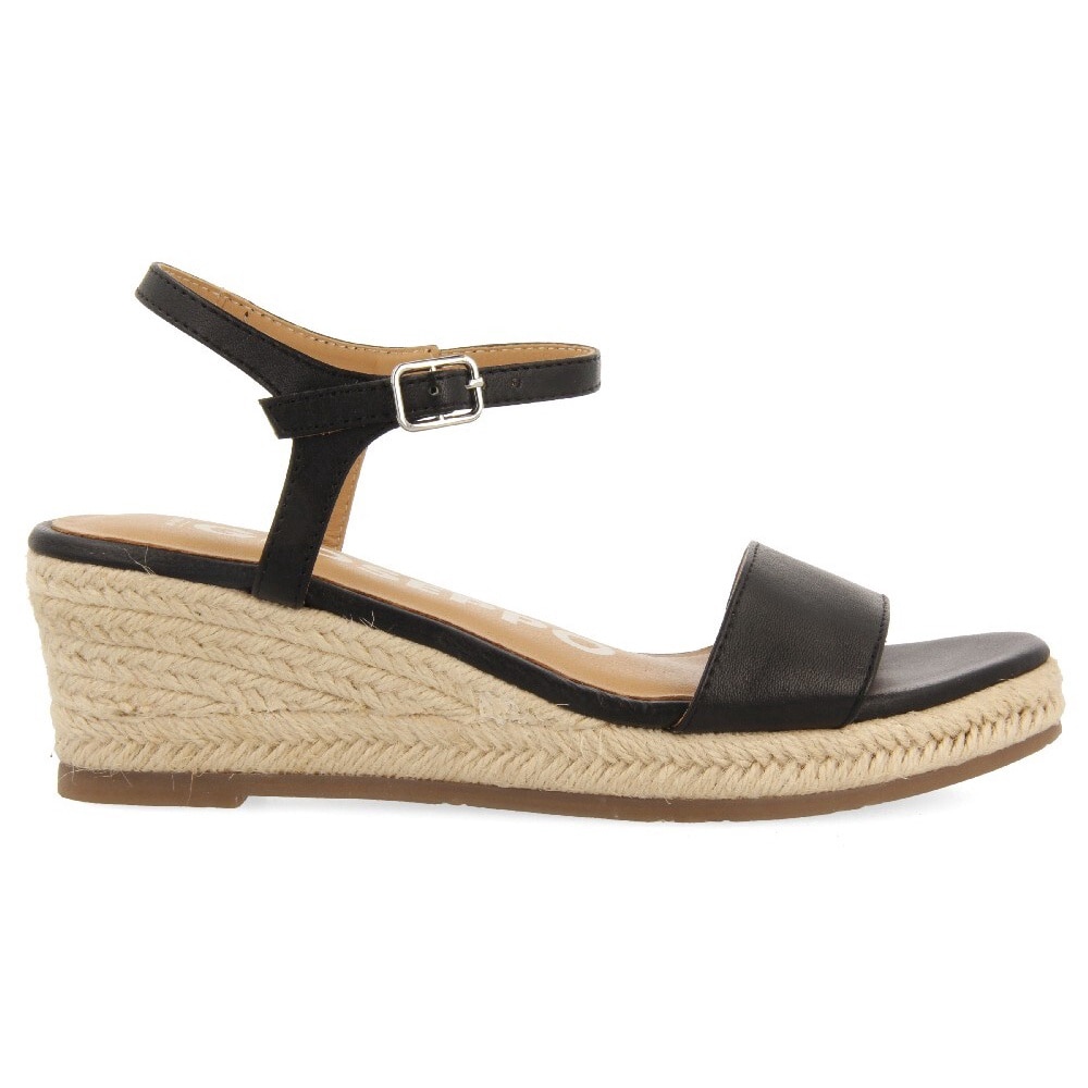 Gioseppo, Sandale-espadrile wedge de piele, Negru, 40