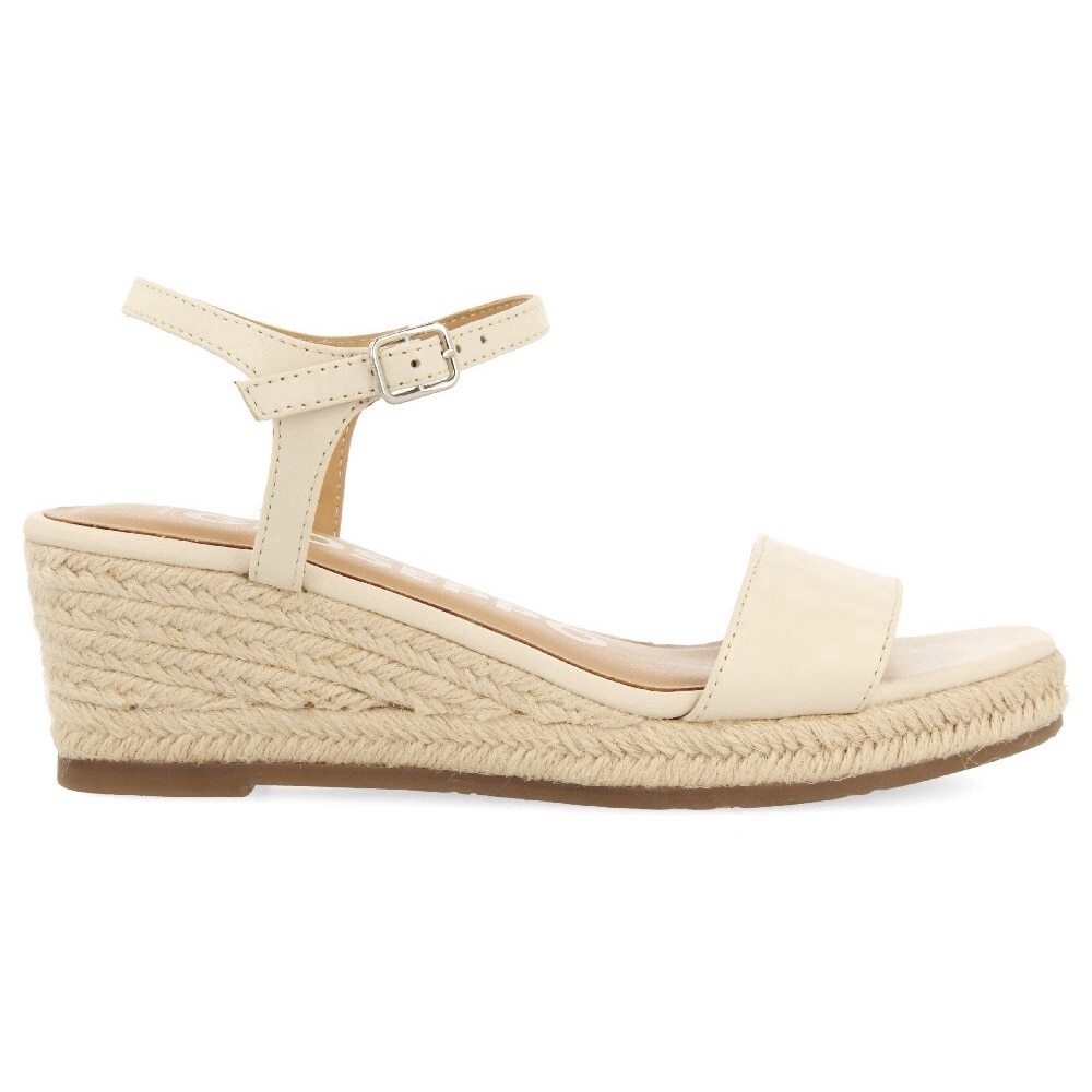 Gioseppo, Sandale-espadrile wedge de piele, Alb murdar, 36