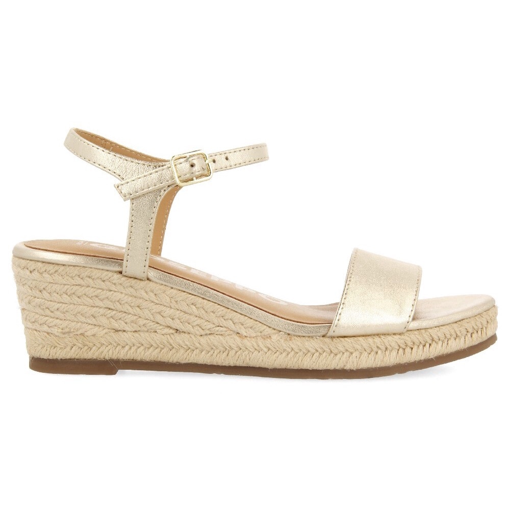 Gioseppo, Sandale-espadrile wedge de piele, Auriu, 39