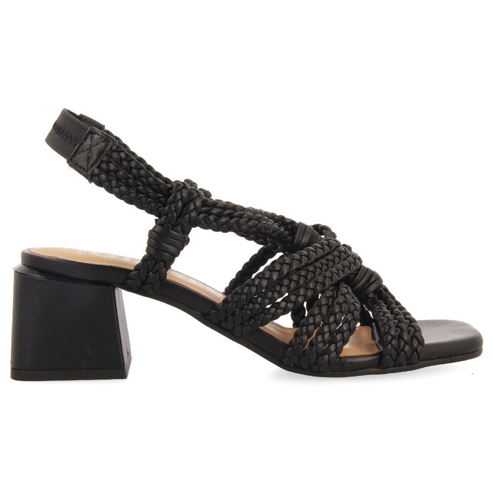 Gioseppo, Sandale slingback de piele cu aspect impletit Maliq, Negru, 39