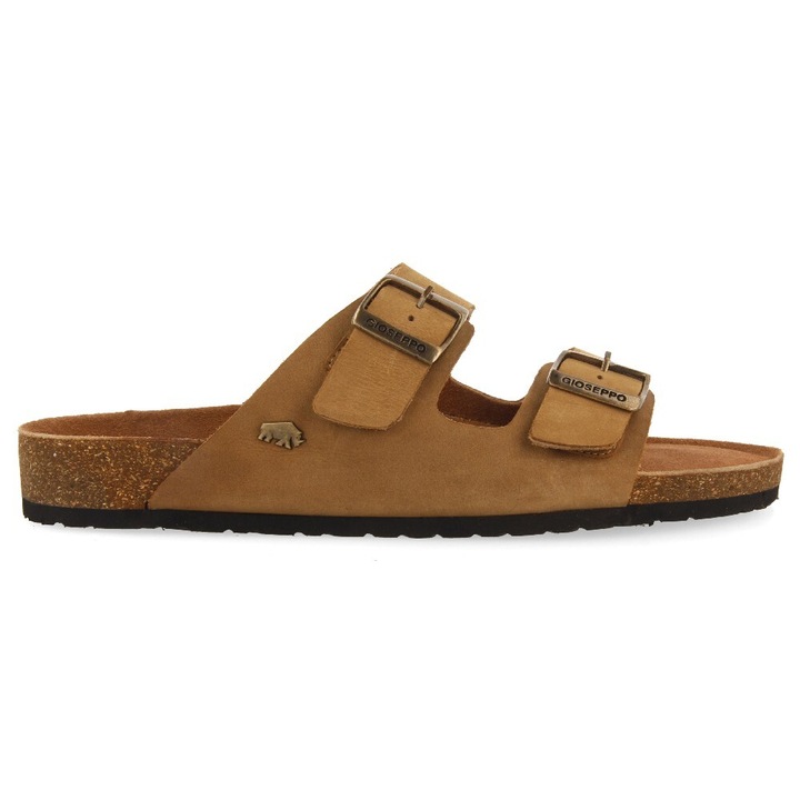 Gioseppo, Papuci de piele cu logo, Caramel