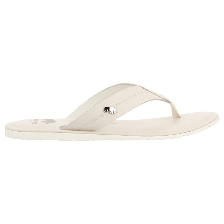 Gioseppo, Papuci flip-flop de piele cu logo, Alb fildes