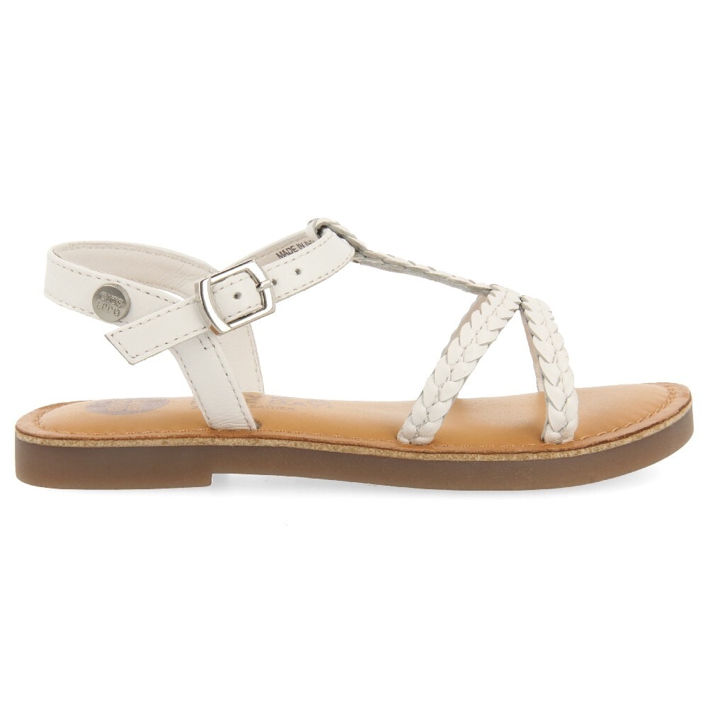 Gioseppo, Sandale de piele cu barete impletite Cinisi, Alb, 39 EU
