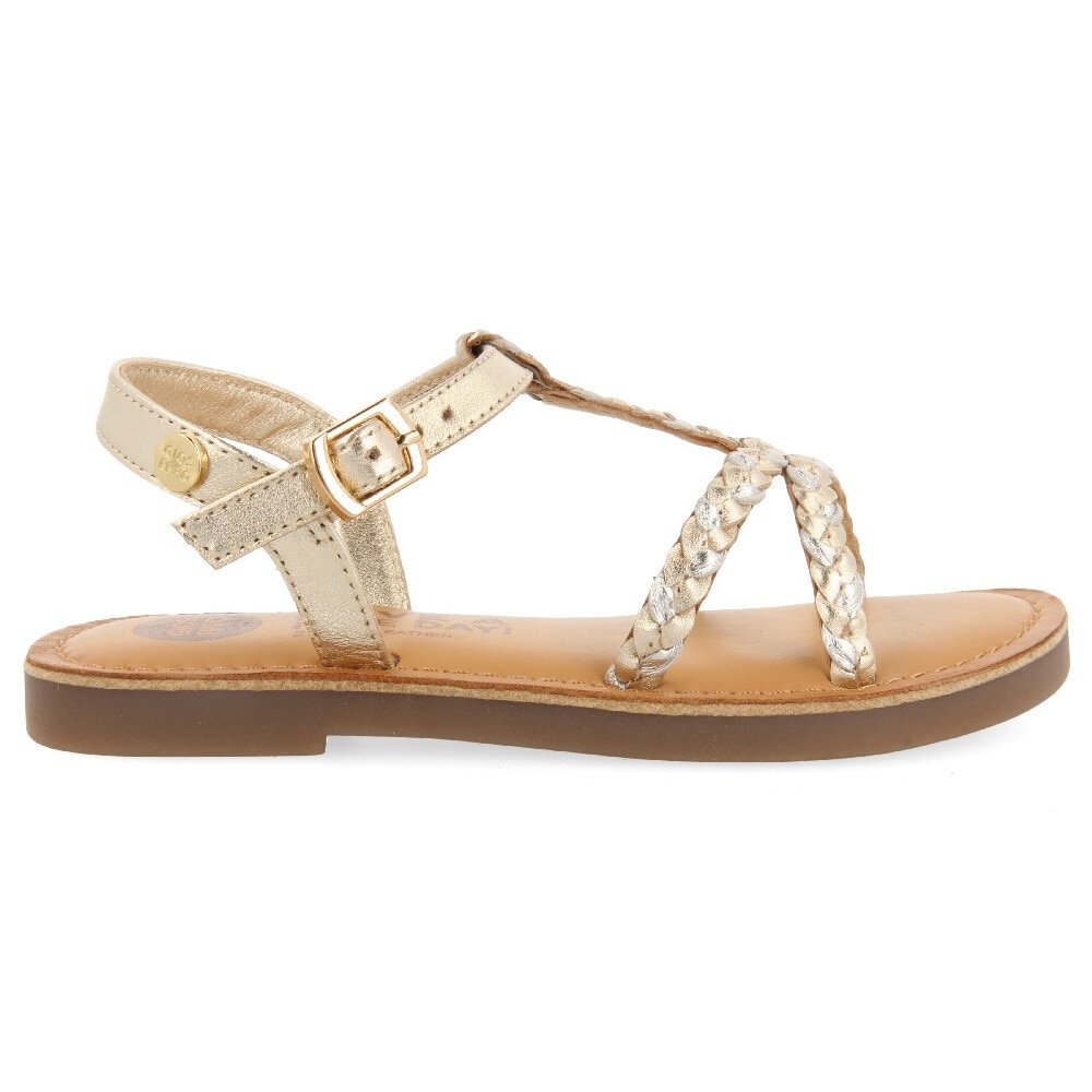 Gioseppo, Sandale de piele cu barete impletite Cinisi, Auriu, 39 EU