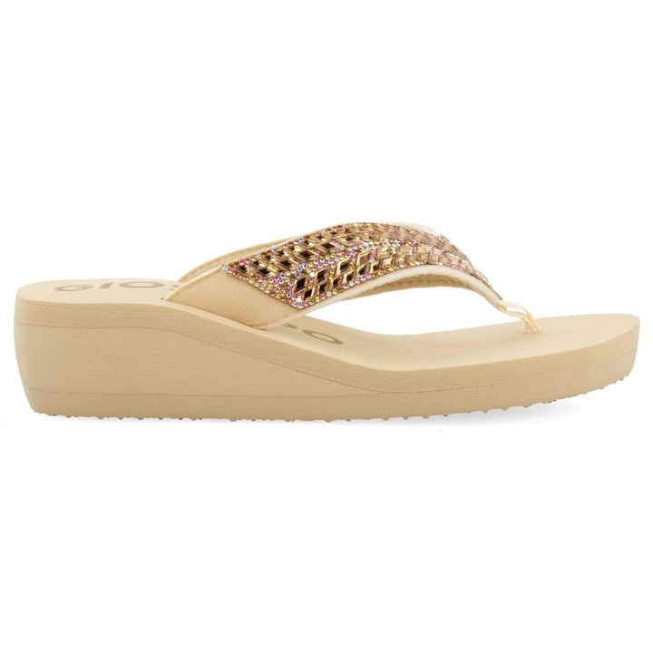 Gioseppo, Papuci flip-flop wedge Devices, Bej, 40