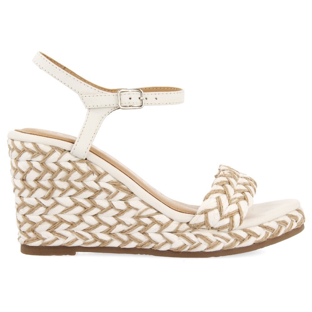 Gioseppo, Sandale de piele ecologica si piele wedge Tigard, Alb, 41