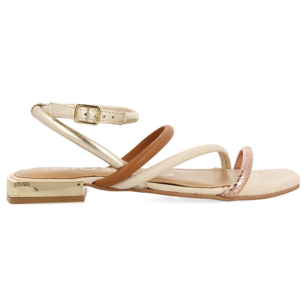 Gioseppo, Sandale de piele cu barete multiple, Alb murdar, 36