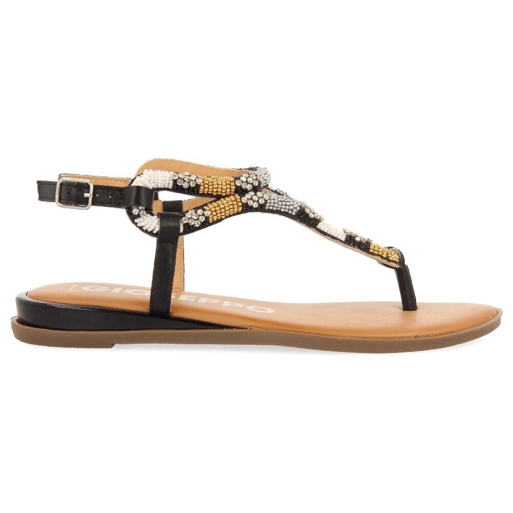 Gioseppo, Sandale cu bareta separatoare si margele, Negru, 36