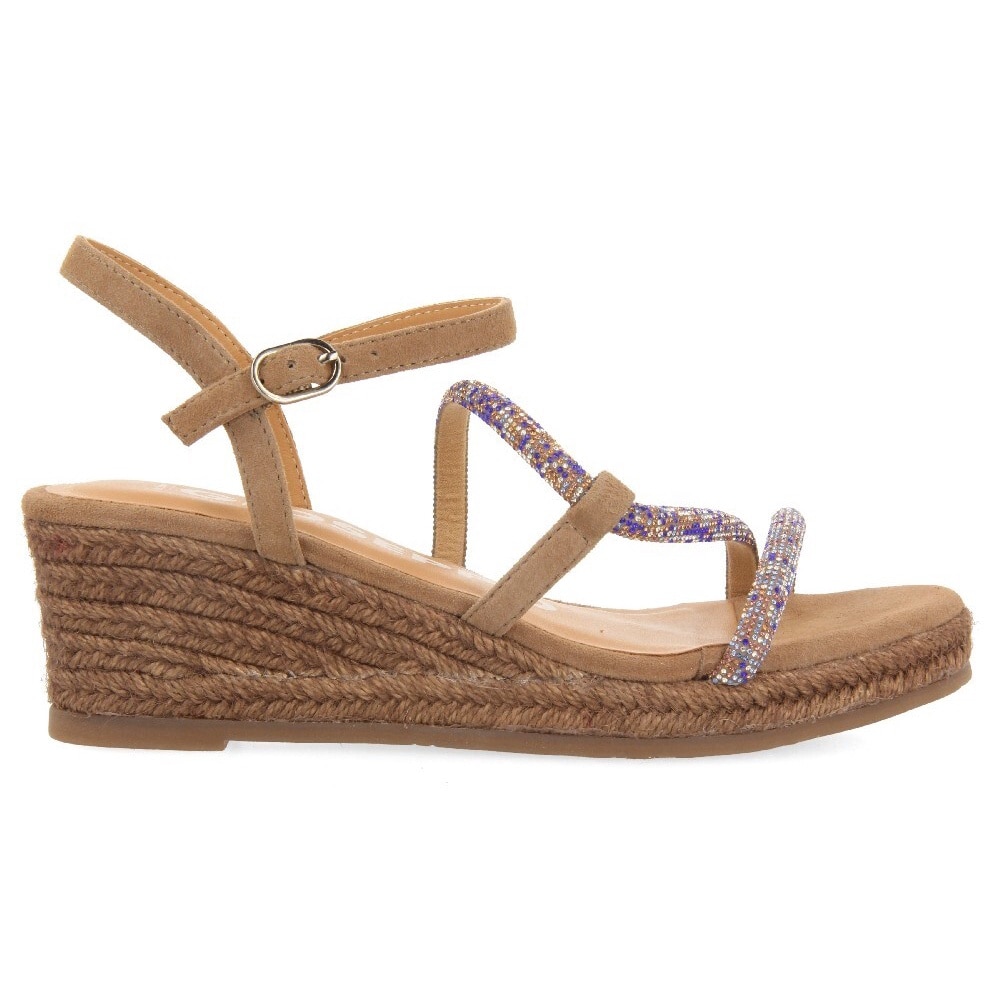 Gioseppo, Sandale-espadrile wedge Tresco, Maro taupe deschis, 37