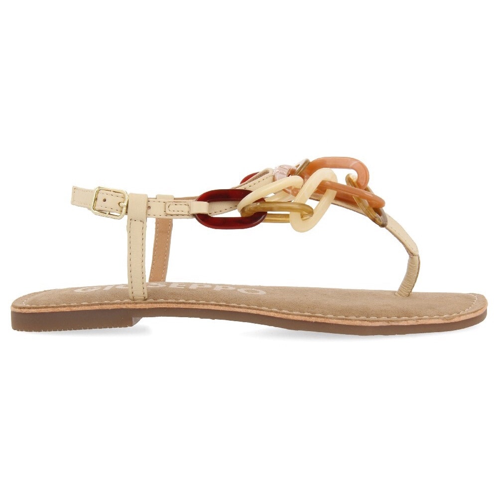 Gioseppo, Sandale de piele cu talpa plata Medley, Alb murdar, 38