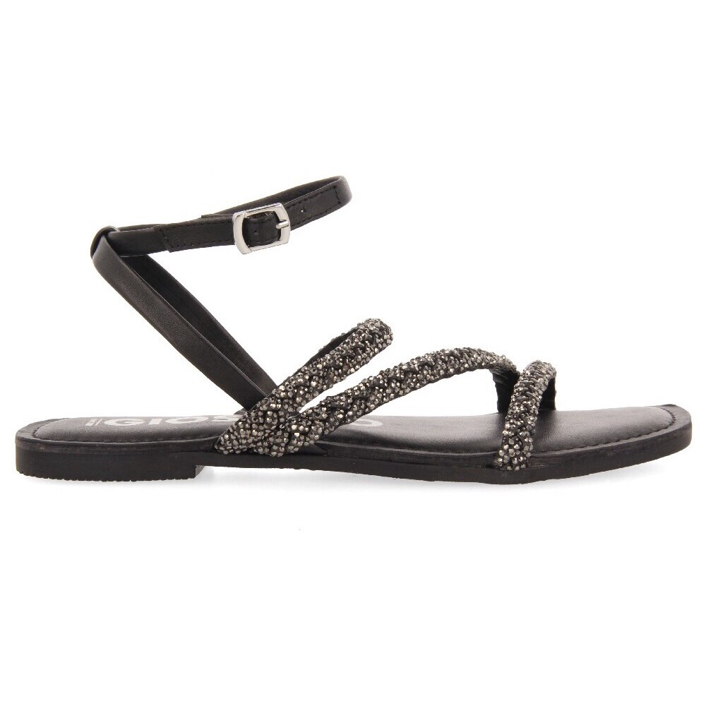 Gioseppo, Sandale de piele cu strasuri, Negru, 37