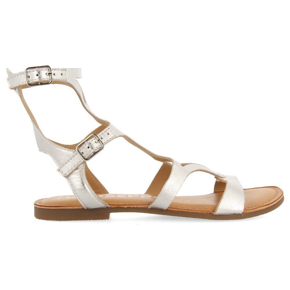 Gioseppo, Sandale de piele cu catarame, Argintiu, 36