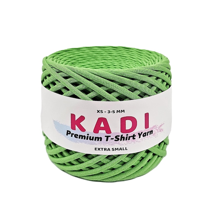 Banda textila pentru crosetat, KaDi Premium Extra Small, 3-5 mm, 110 m, culoare Kiwi
