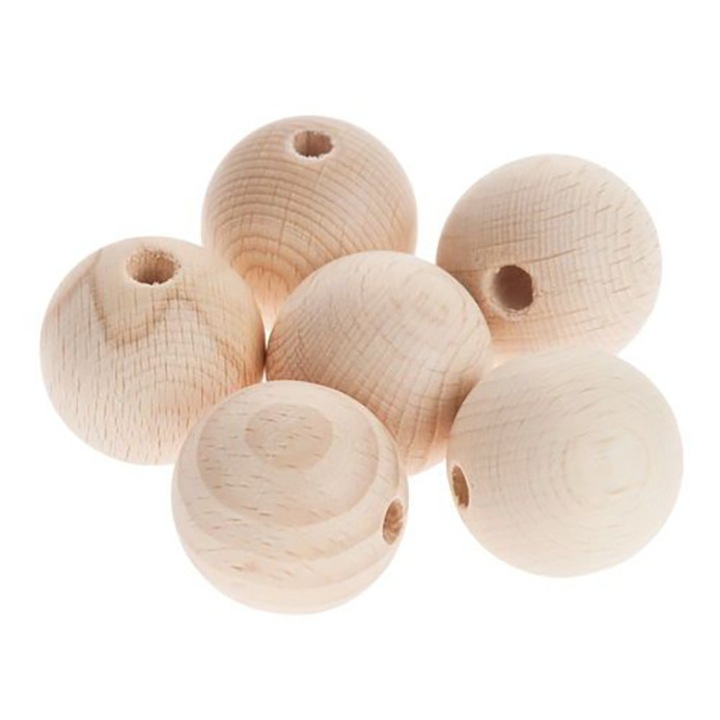Fa gyöngy, 30 mm, perforált, 1 szett