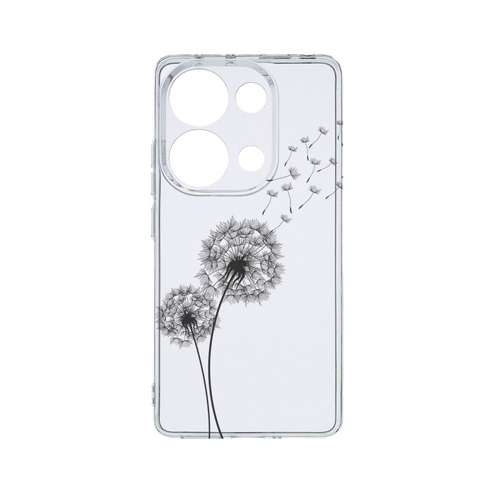 Husa BestCase® Clear Silicon 2MM, Compatibila Cu Xiaomi Redmi Note 13 4G, Dandelion, Antisoc, Protectie Camera, Margini ridicate pentru protectia ecranului, T 22