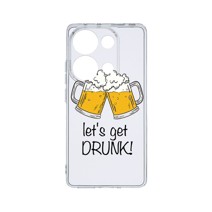 Husa BestCase® Clear Silicon 2MM, Compatibila Cu Xiaomi Redmi Note 13 4G, Let`s Get Drunk, Antisoc, Protectie Camera, Margini ridicate pentru protectia ecranului, T 170