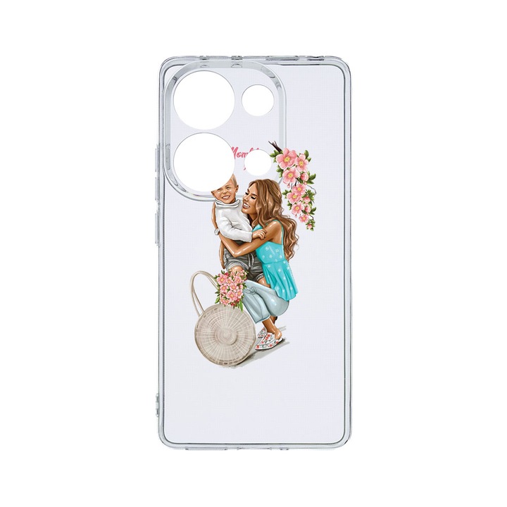 Husa BestCase® Clear Silicon 2MM, Compatibila Cu Xiaomi Redmi Note 13 4G, Mom Life With a Boy, Antisoc, Protectie Camera, Margini ridicate pentru protectia ecranului, T 559