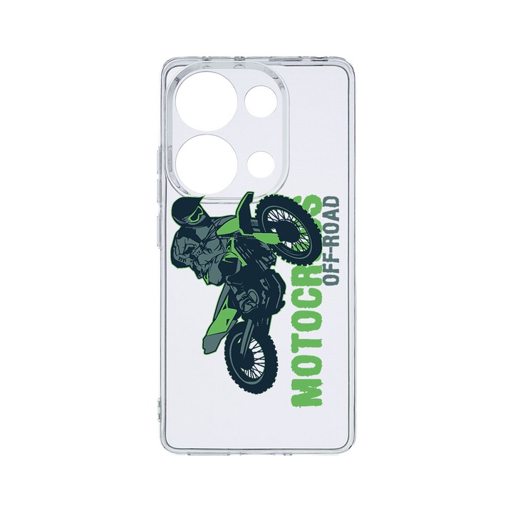 Husa BestCase® Clear Silicon 2MM, Compatibila Cu Xiaomi Redmi Note 13 4G, Motocross, Antisoc, Protectie Camera, Margini ridicate pentru protectia ecranului, T 819