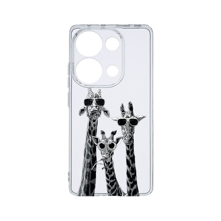 Husa BestCase® Clear Silicon 2MM, Compatibila Cu Xiaomi Redmi Note 13 Pro 4G, Cool Giraffe, Antisoc, Protectie Camera, Margini ridicate pentru protectia ecranului, T 1008