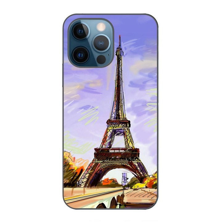 Калъф, съвместим с Apple iPhone 12 Pro Silicone Gel Tpu Модел с рисунка на Айфеловата кула