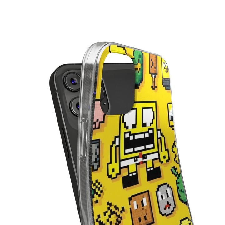 Кейс, съвместим с Apple iPhone 12 Pro Max Silicone Gel Tpu Модел Pixel Art Spongebob