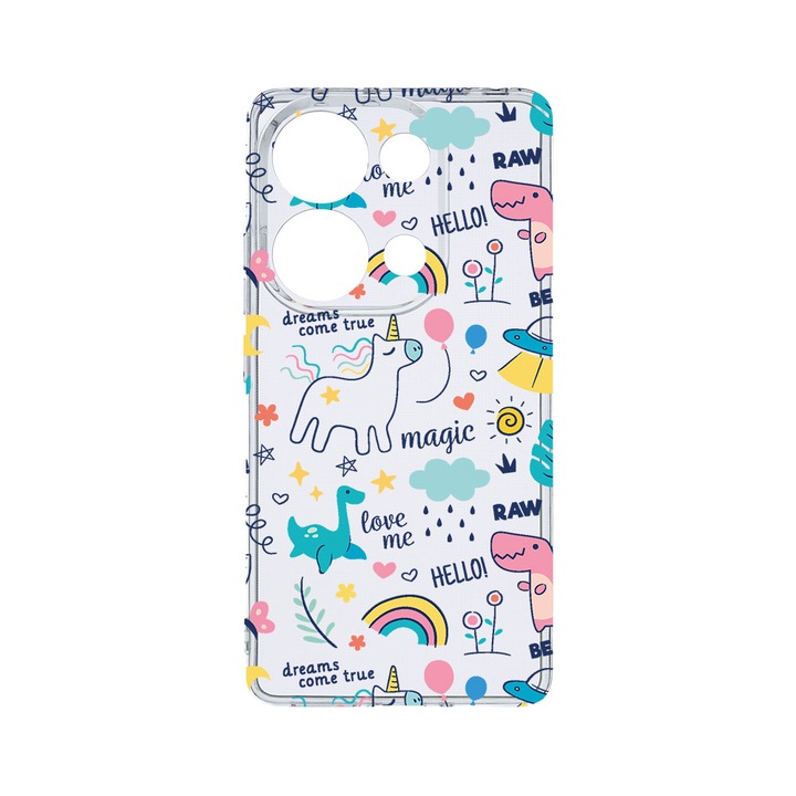 Husa BestCase® Clear Silicon 2MM, Compatibila Cu Xiaomi Redmi Note 13 4G, Unicorn - Dreams Comes True, Antisoc, Protectie Camera, Margini ridicate pentru protectia ecranului, T 759