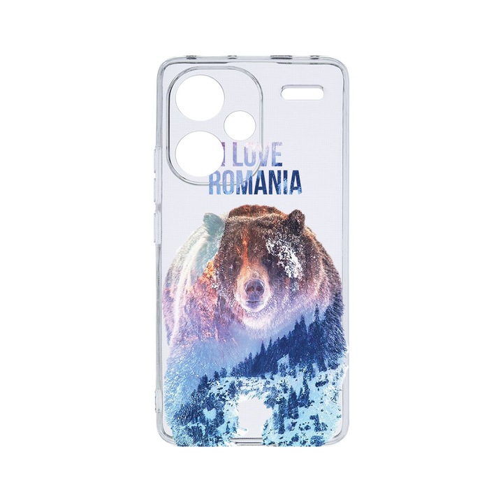 Husa BestCase® Clear Silicon 2MM, Съвместим с Xiaomi Redmi Note 13 Pro Plus 5G, I Love Romania, Противоударна, Защита на камерата, Повдигнати ръбове за защита на екрана, T 35