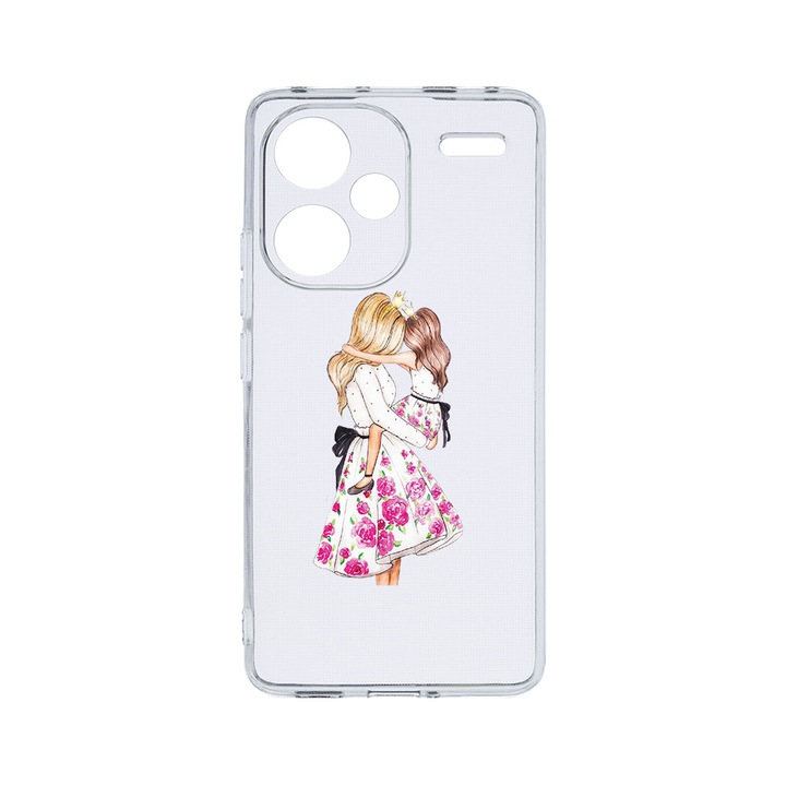 Husa BestCase® Clear Silicon 2MM, съвместим с Xiaomi Redmi Note 13 Pro Plus 5G, Princesses Girl Mom, противошоков, защита на камерата, повдигнати ръбове за защита на екрана, T 554