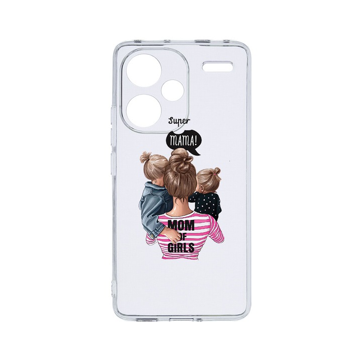 Husa BestCase® Clear Silicon 2MM, съвместим с Xiaomi Redmi Note 13 Pro Plus 5G, Super Mama, противошоков, защита на камерата, повдигнати ръбове за защита на екрана, T 556