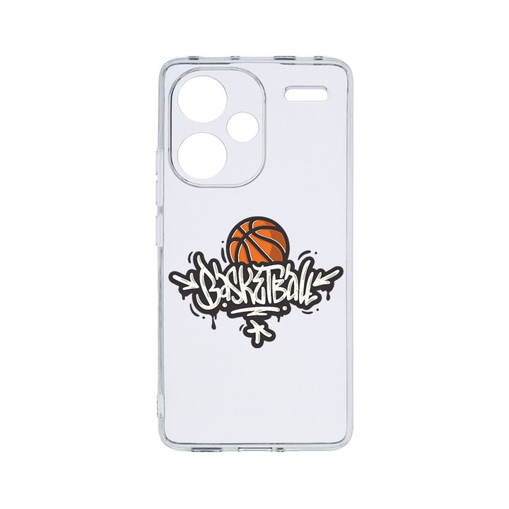 Husa BestCase® Clear Silicon 2MM, съвместим с Xiaomi Redmi Note 13 Pro Plus 5G, Баскетбол, Противошоков, Защита на камерата, Повдигнати ръбове за защита на екрана, T 792