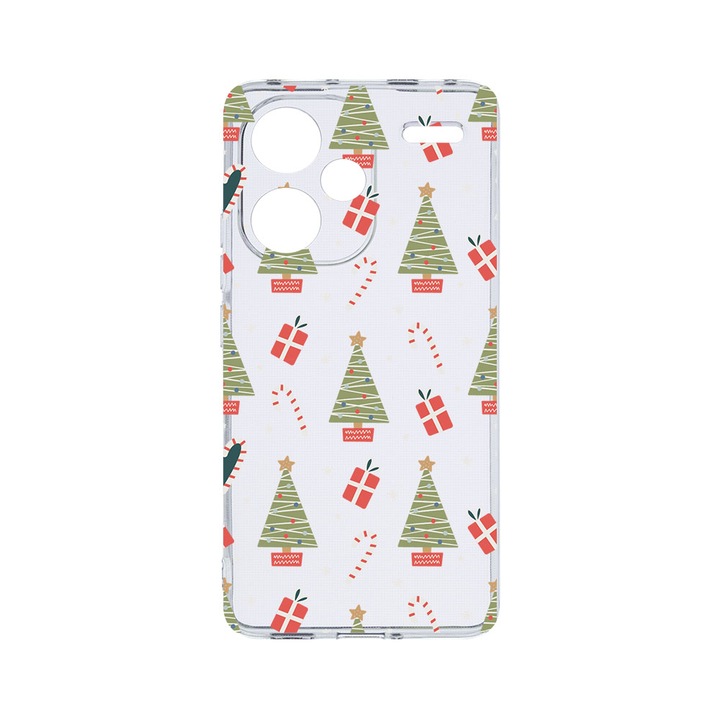 Husa BestCase® Clear Silicon 2MM, съвместим с Xiaomi Redmi Note 13 Pro Plus 5G, коледен десен, противоударен, защита на камерата, повдигнати ръбове за защита на екрана, T 873