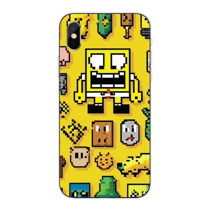 Кейс съвместим с Apple iPhone XS Max Silicone Gel Tpu Модел Pixel Art Spongebob