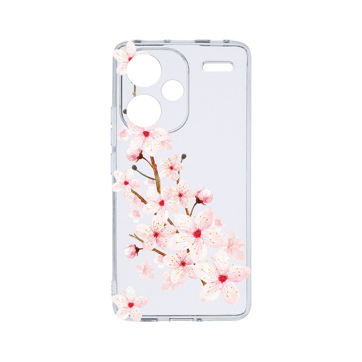 Husa BestCase® Clear Silicon 2MM, Compatibila Cu Xiaomi Redmi Note 13 Pro Plus 5G, Spring Flower, Antisoc, Protectie Camera, Margini ridicate pentru protectia ecranului, T 62