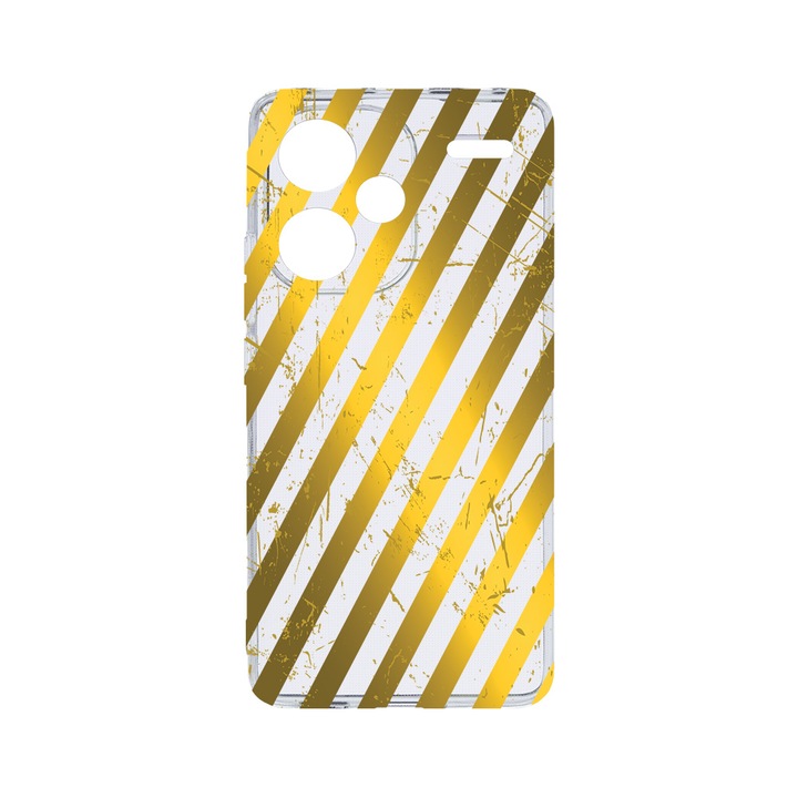 Husa BestCase® Clear Silicon 2MM, съвместим с Xiaomi Redmi Note 13 Pro Plus 5G, златни ивици, противоударен, защита на камерата, повдигнати ръбове за защита на екрана, T 1055