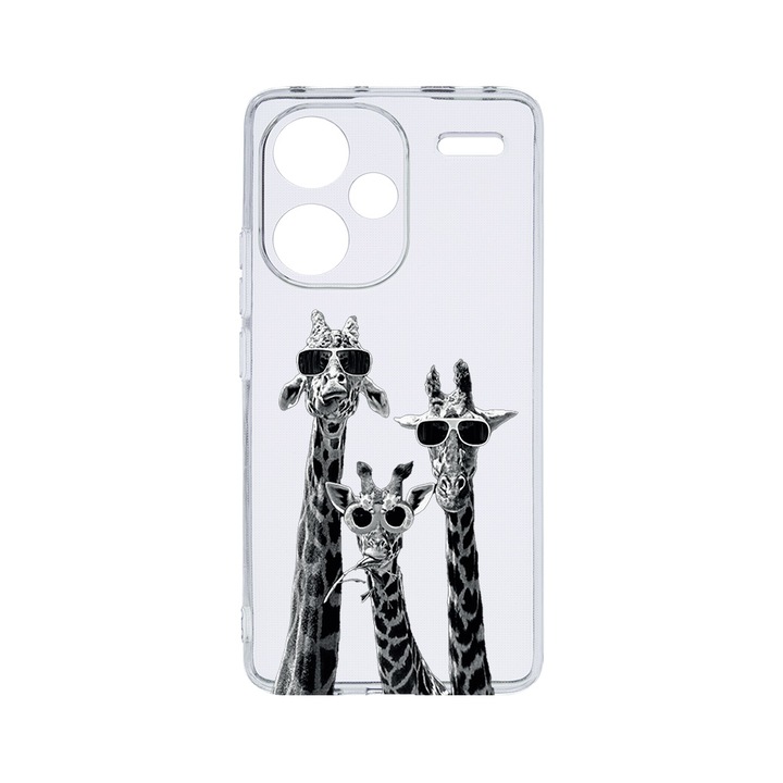 Husa BestCase® Clear Silicon 2MM, Compatibila Cu Xiaomi Redmi Note 13 Pro Plus 5G, Cool Giraffe, Antisoc, Protectie Camera, Margini ridicate pentru protectia ecranului, T 1008