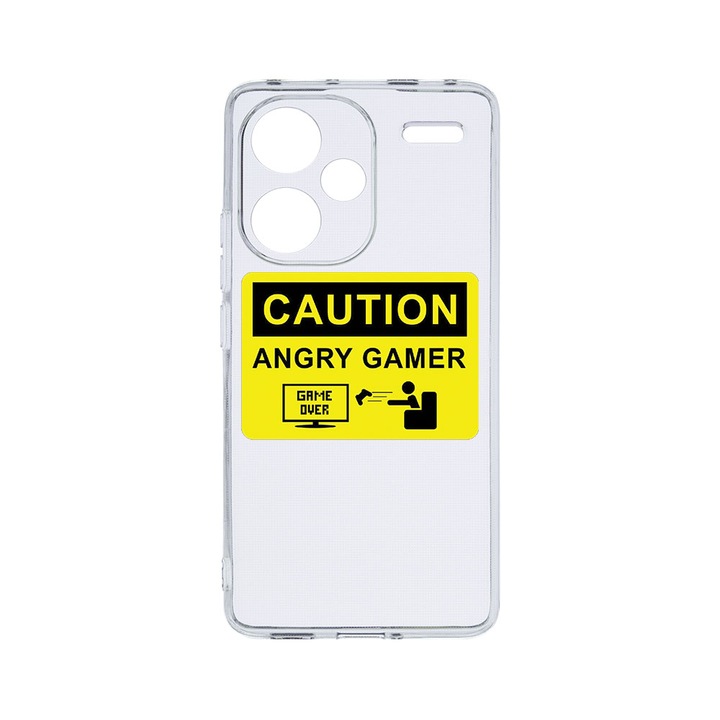 Husa BestCase® Clear Silicon 2MM, съвместим с Xiaomi Redmi Note 13 Pro Plus 5G, Angry Gamer, противоударна, защита на камерата, повдигнати ръбове за защита на екрана, T 673