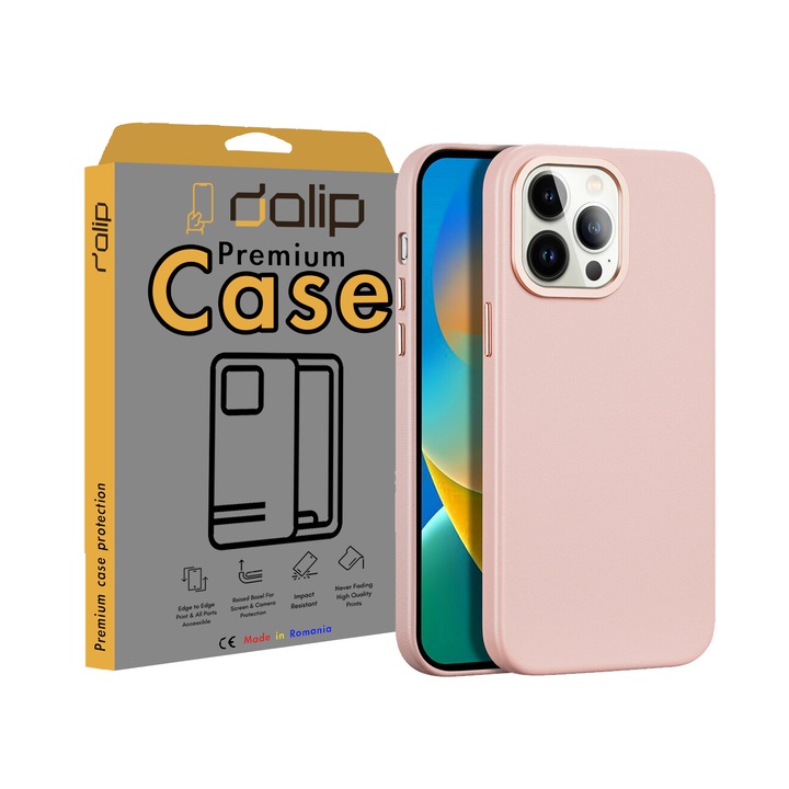 Калъф за iPhone 14 Pro, Dalip DuxSlim Pro, еко кожа, розов