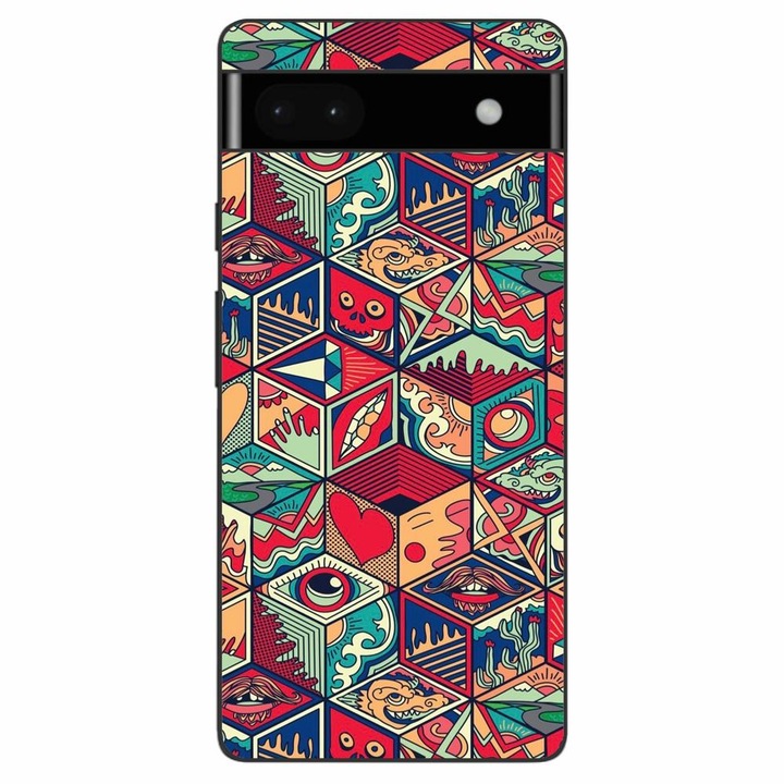 Кейс, съвместим с Google Pixel 6A Silicone Gel Tpu Pop Art Geometric Model