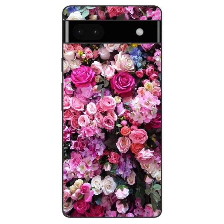 Кейс, съвместим с Google Pixel 6A Silicon Gel Tpu Модел Pink Roses