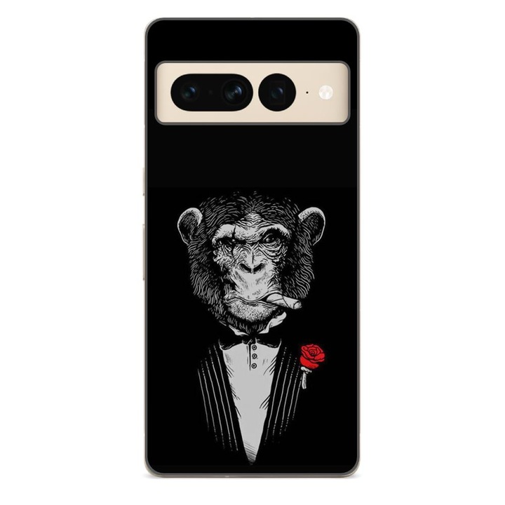 Husa compatibila cu Google Pixel 7 Pro Silicon Gel Tpu Model Cigar Monkey