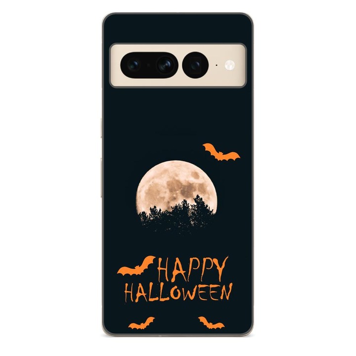 Husa compatibila cu Google Pixel 7 Pro Silicon Gel Tpu Model Happy Halloween Luna Plina