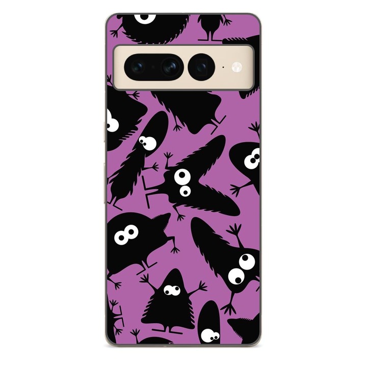 Husa compatibila cu Google Pixel 7 Pro Silicon Gel Tpu Model Monstri Negri