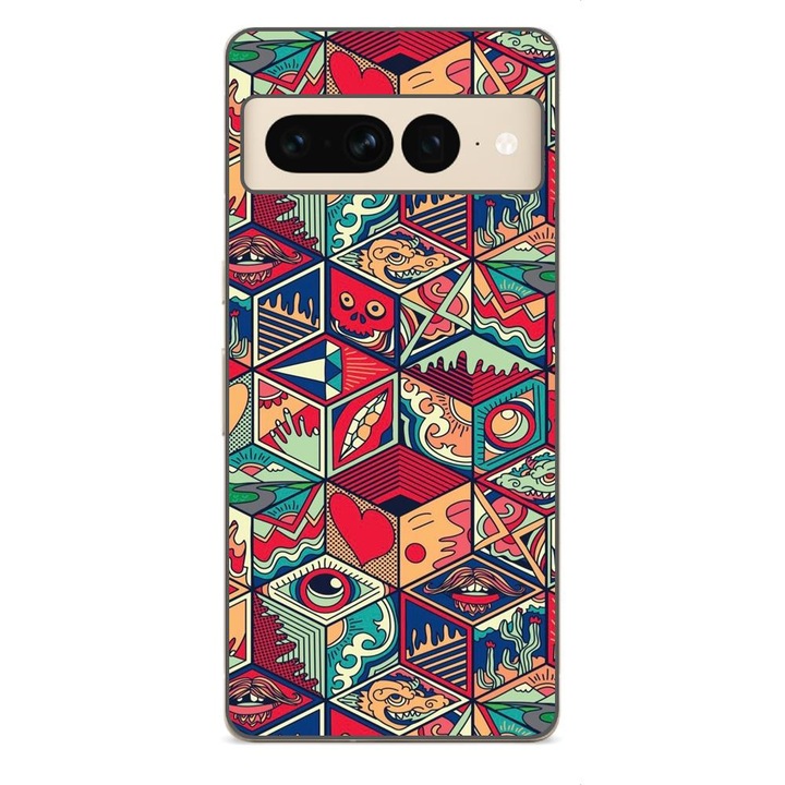 Капак, съвместим с Google Pixel 7 Pro Silicone Gel Tpu Pop Art Geometric Model