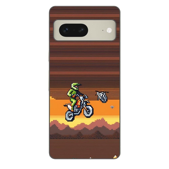 Husa compatibila cu Google Pixel 7 Silicon Gel Tpu Model Pixel Art Motorcross