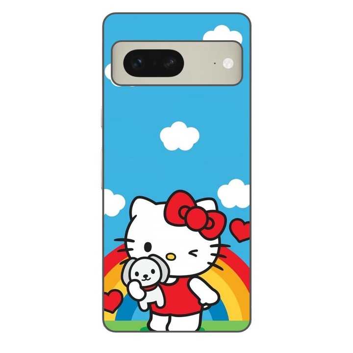 Husa compatibila cu Google Pixel 7 Silicon Gel Tpu Model Hello Kitty Rainbow