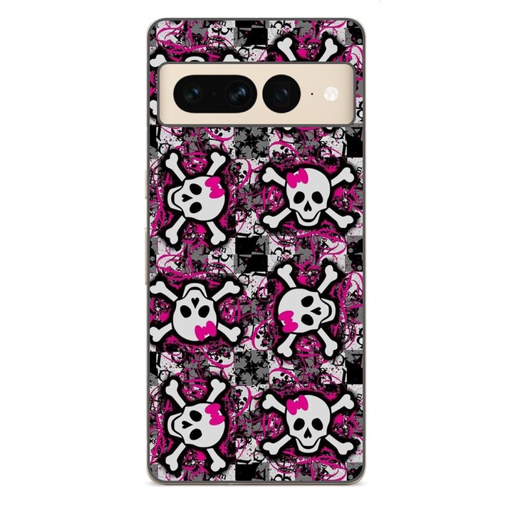 Husa compatibila cu Google Pixel 7 Pro Silicon Gel Tpu Model Pop Art Skeleton
