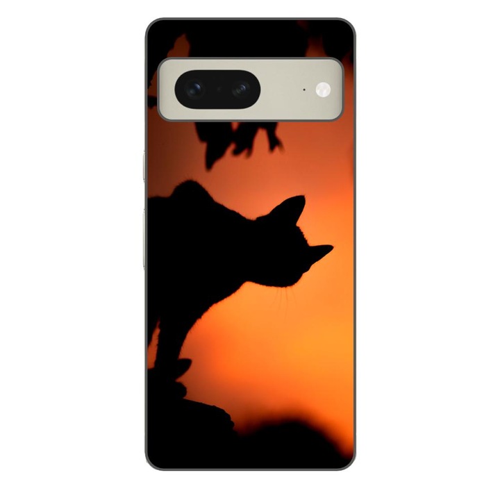 Husa compatibila cu Google Pixel 7 Silicon Gel Tpu Model Halloween Pisica Neagra