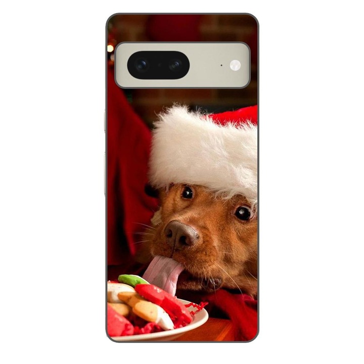 Husa compatibila cu Google Pixel 7 Silicon Gel Tpu Model Craciun Dog Eating Cookies