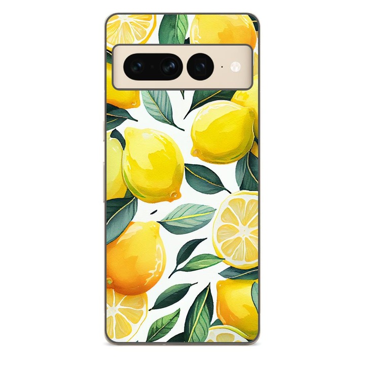 Husa compatibila cu Google Pixel 7 Pro Silicon Gel Tpu Model Lemons Pattern